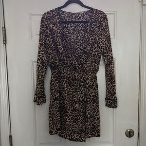 Zara Black and Brown Sheath Dress with Bishop Sleeves